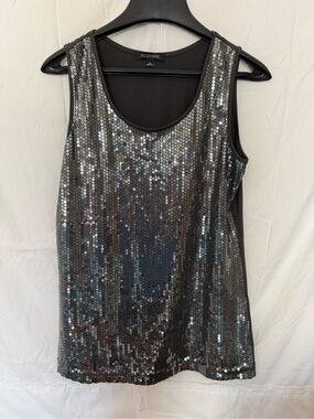 Notations Silver Sequin Scoop Neck Tank
